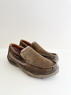 Twisted X Brown Leather Bomber Slip-On Driving Moc Moccasins
